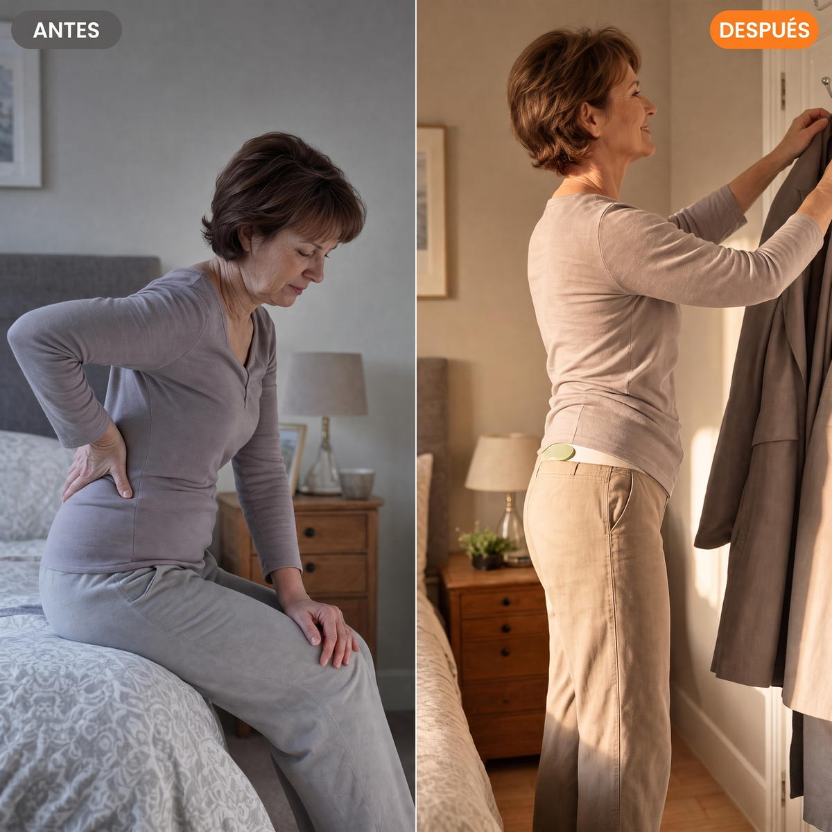 Antes y después: la mañana con el parche de calor